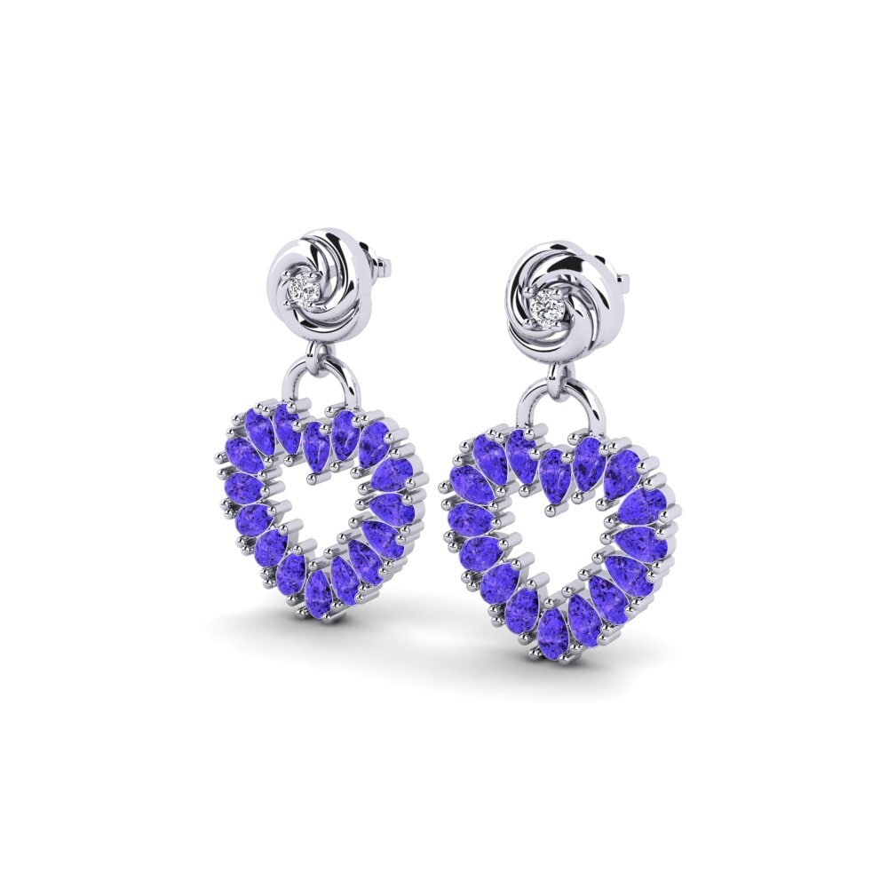14k Oro Blanco Tanzanita SYLVIE Pendientes Teukros
