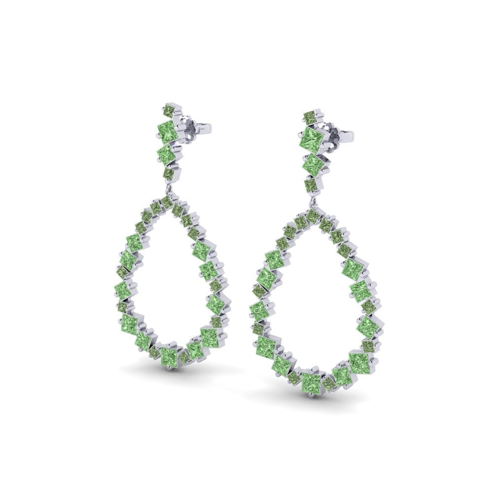 950 Platinum Green Diamond SYLVIE Earring Argjendi