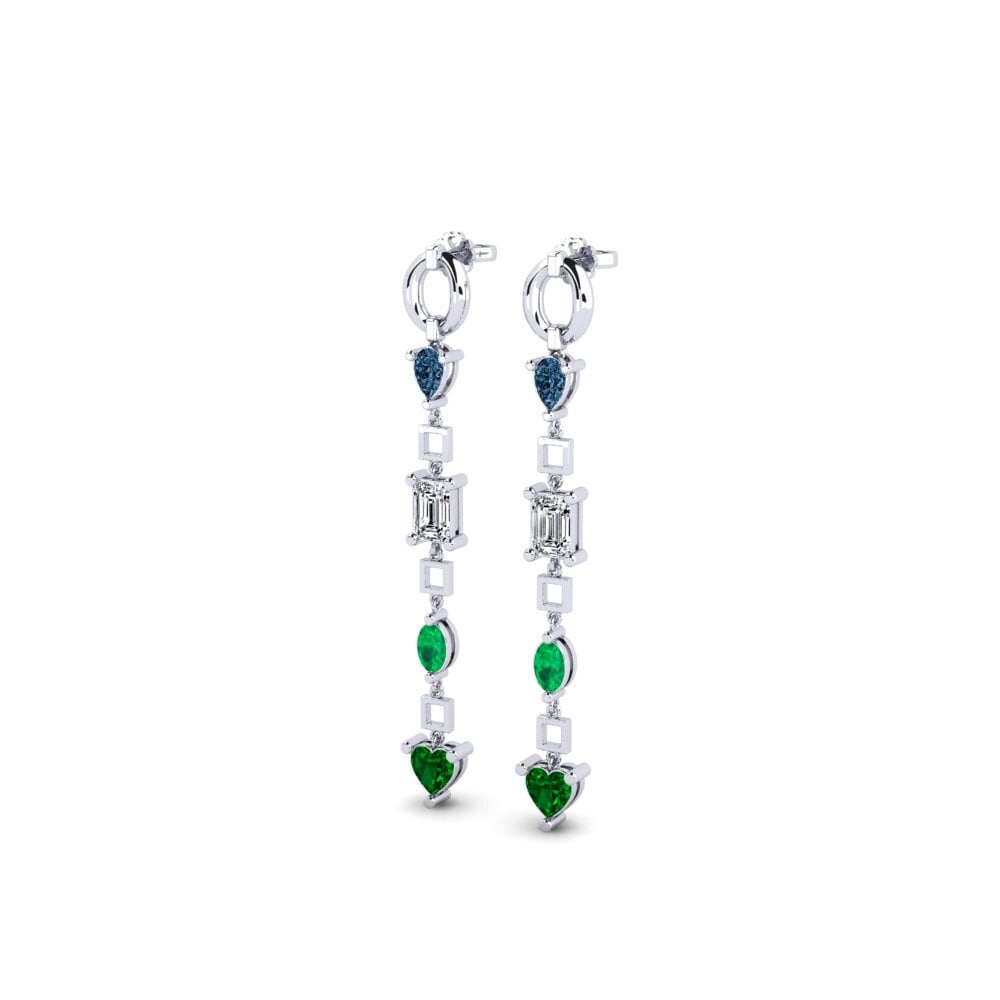 18k Oro Blanco Circonita Verde SYLVIE Pendientes Ngway