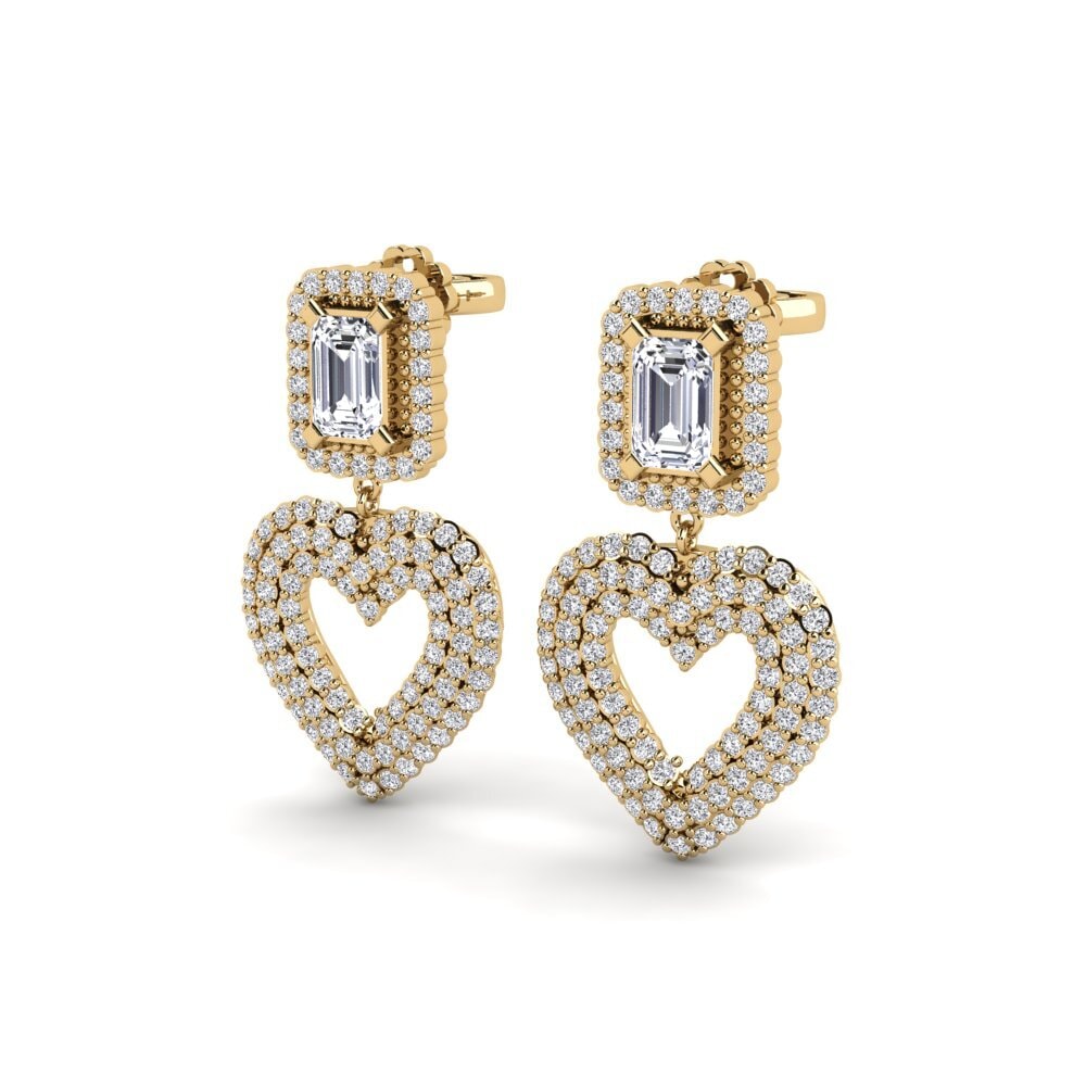 14k Oro Amarillo Esmeralda SYLVIE Pendientes Palata