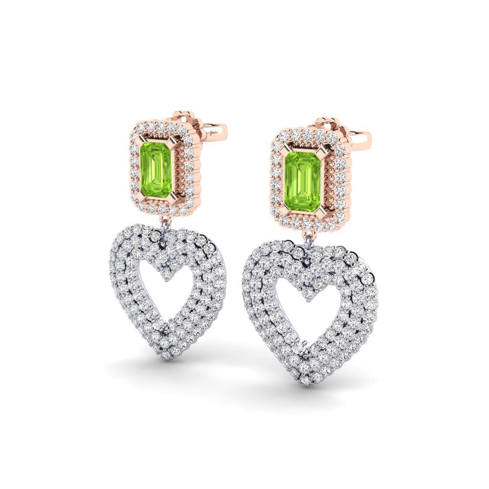 14k Oro Blanco & Rosa Peridoto SYLVIE Pendientes Palata