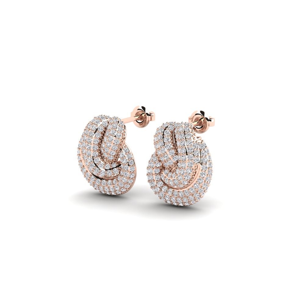 14k Oro Rosa Diamante cultivado en laboratorio SYLVIE Pendientes Perak