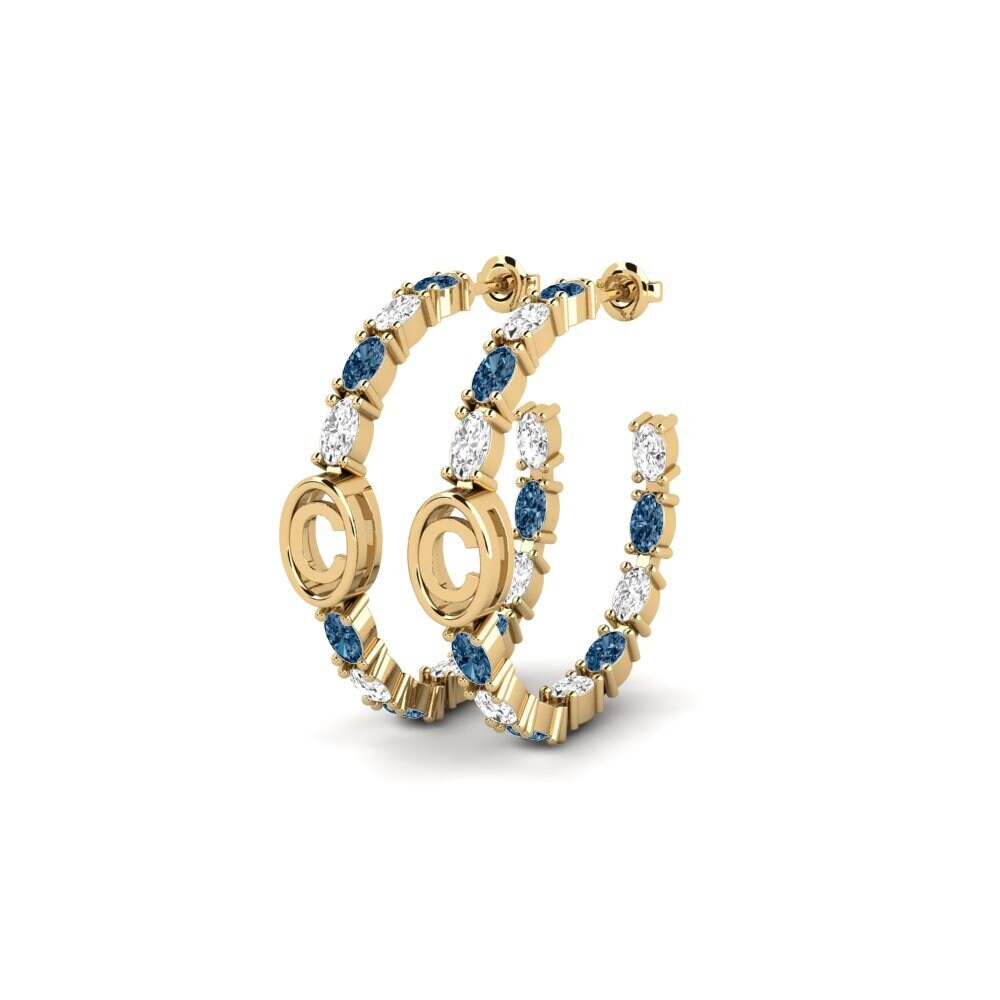 Ovalado Diamante Azul SYLVIE Pendientes Riyo - C