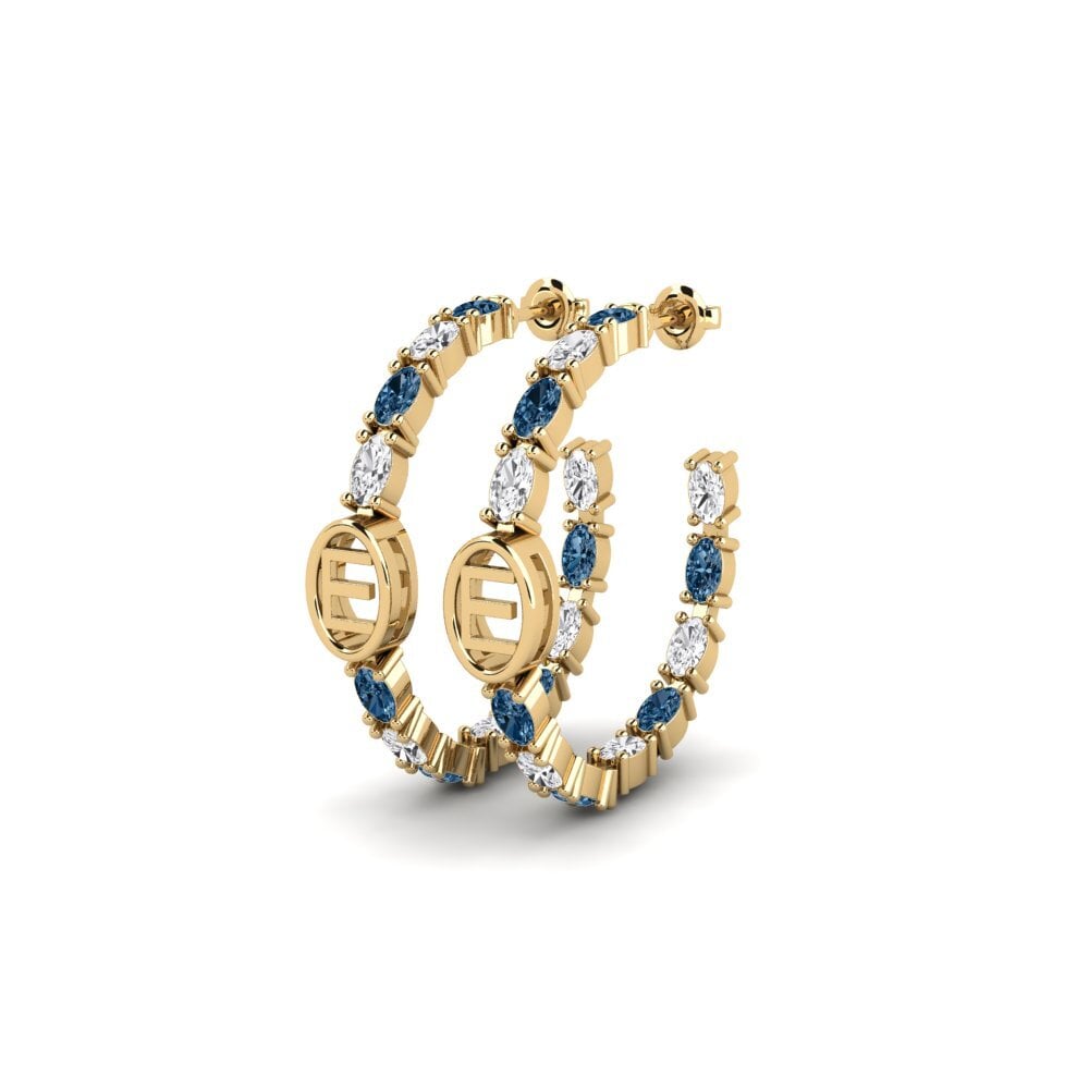 Ovalado Diamante Azul SYLVIE Pendientes Riyo - E
