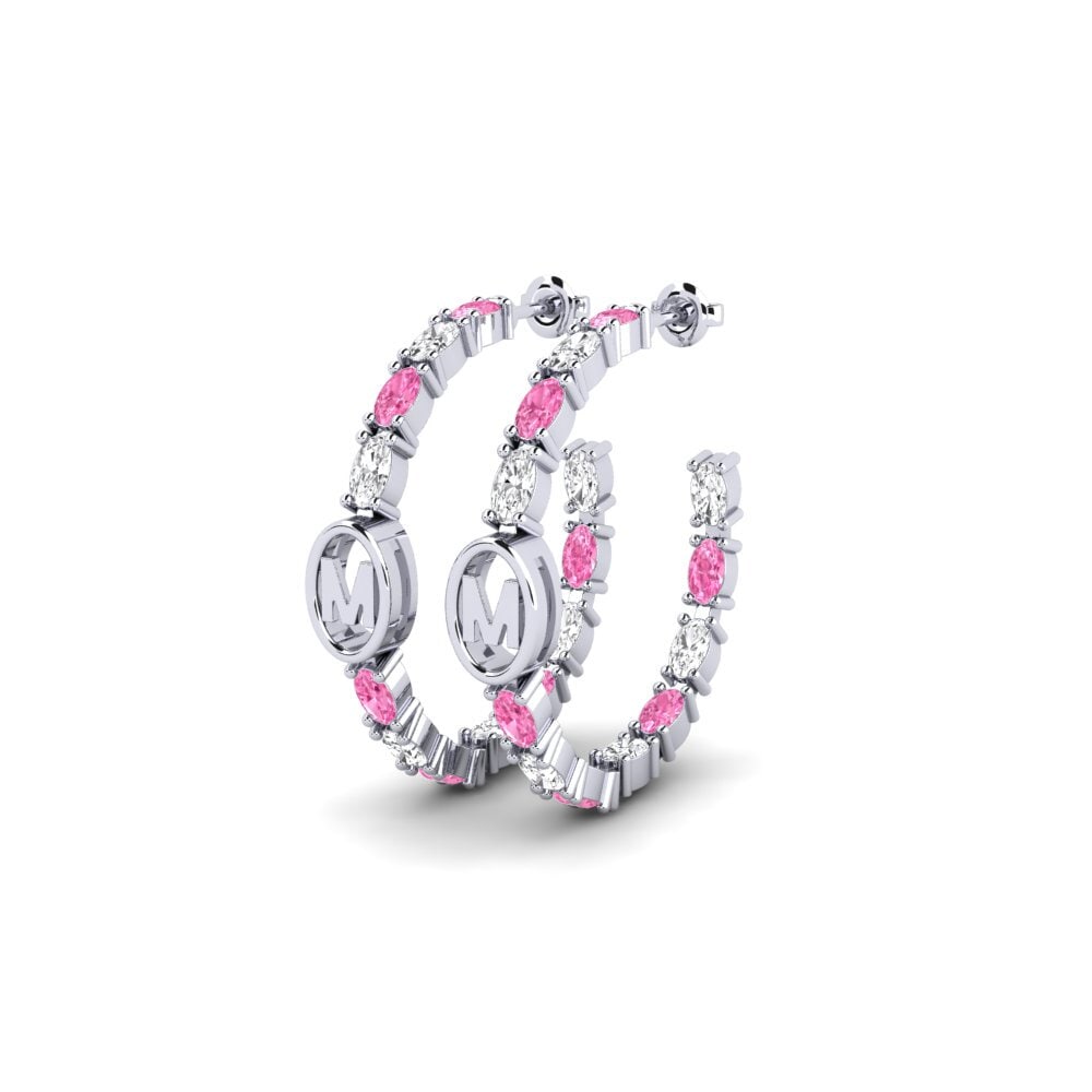 18ct White Gold Pink Sapphire SYLVIE Earring Riyo - M