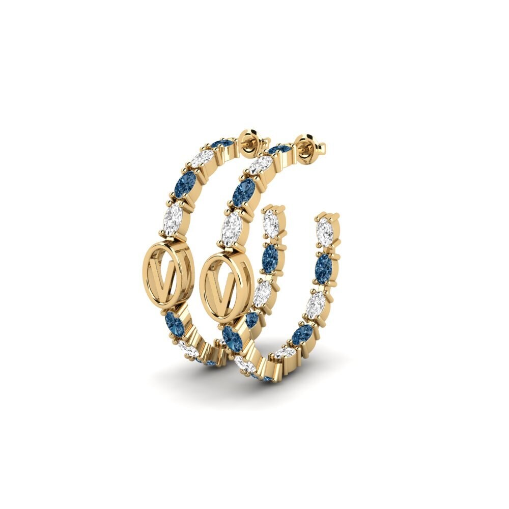 Ovalado Diamante Azul SYLVIE Pendientes Riyo - V
