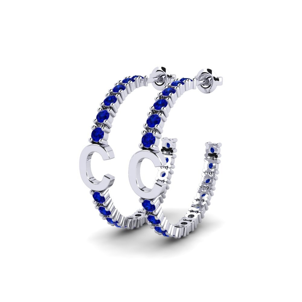 18k Oro Blanco Redondo SYLVIE Pendientes Sereba - C