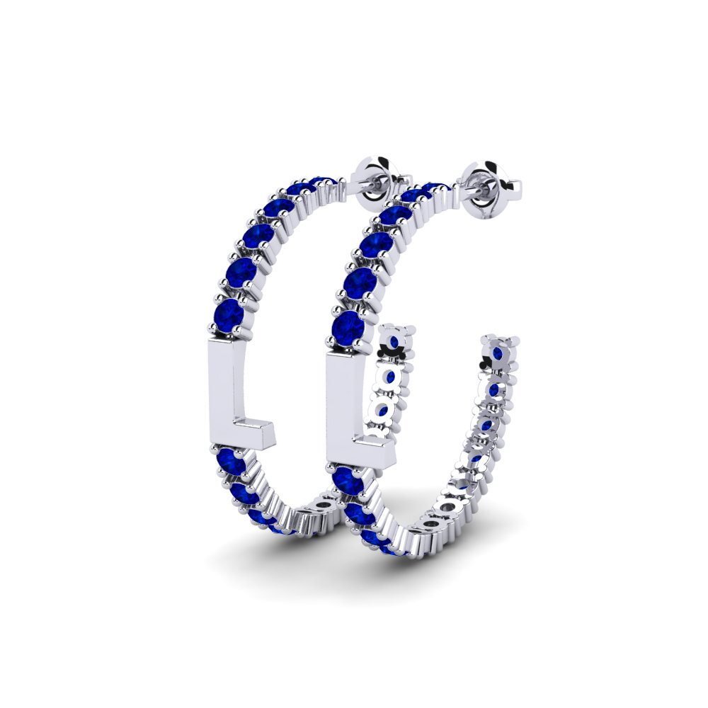 18k Oro Blanco Redondo SYLVIE Pendientes Sereba - L