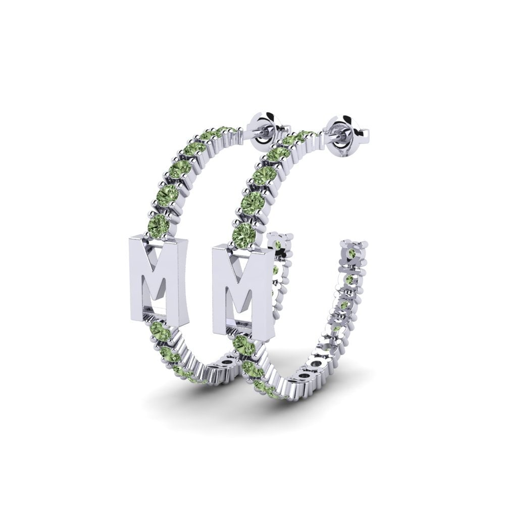 Platino 950 Diamante Verde SYLVIE Pendientes Sereba - M