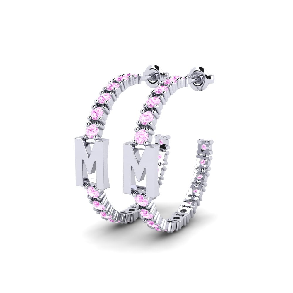 18ct White Gold Pink Sapphire SYLVIE Earring Sereba - M