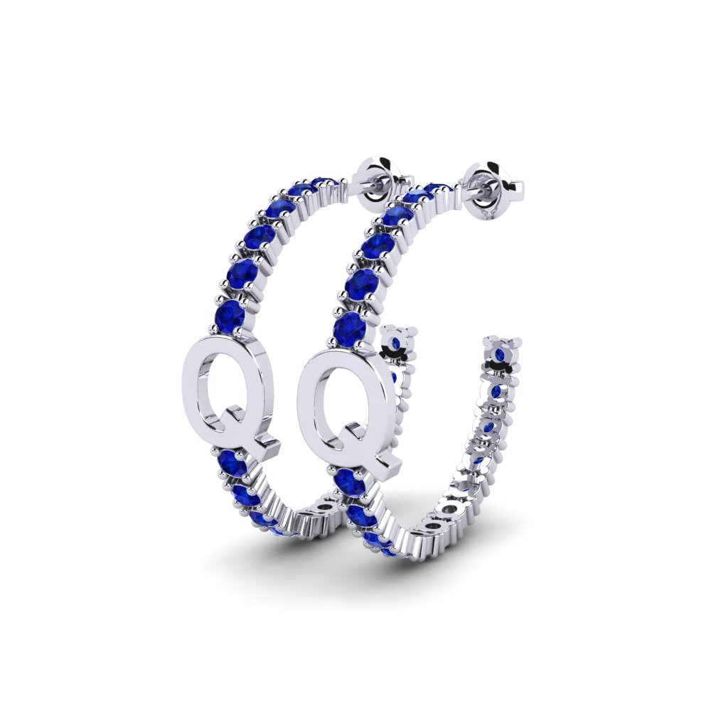 18k Oro Blanco Redondo SYLVIE Pendientes Sereba - Q