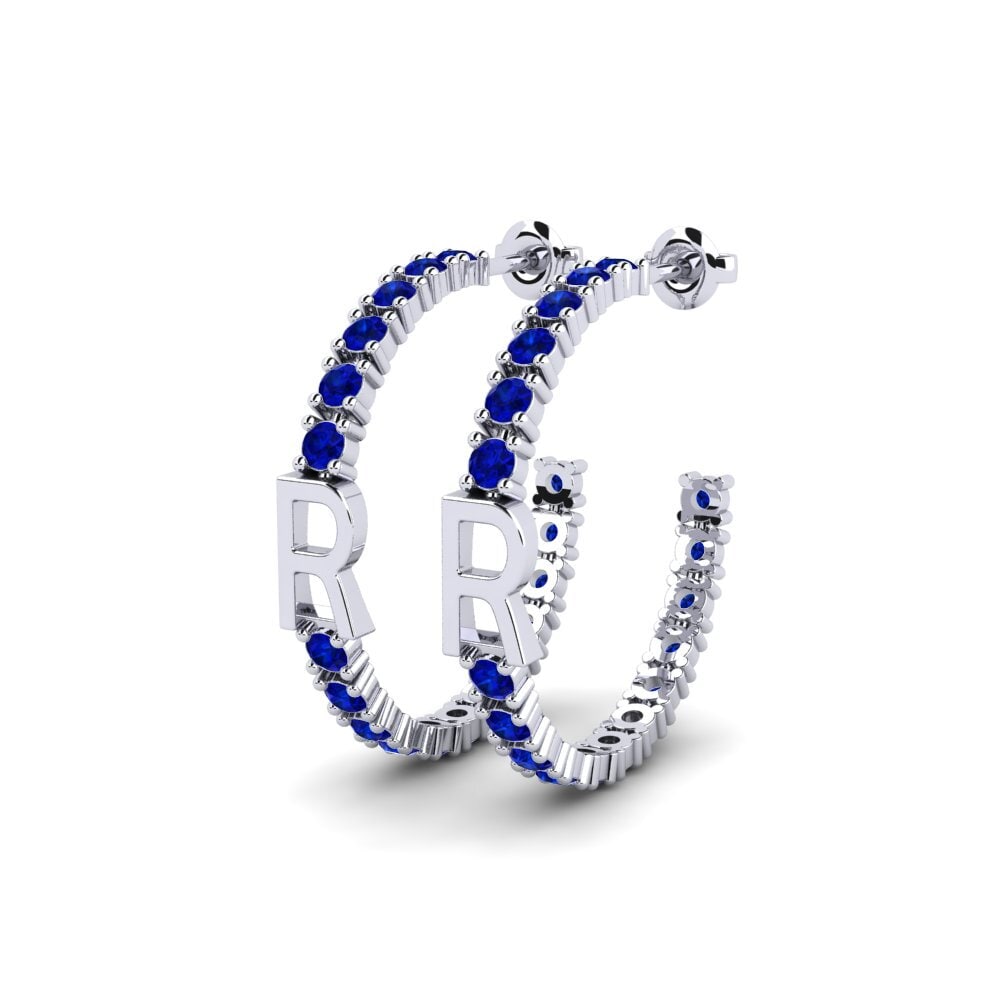 18k Oro Blanco Redondo SYLVIE Pendientes Sereba - R