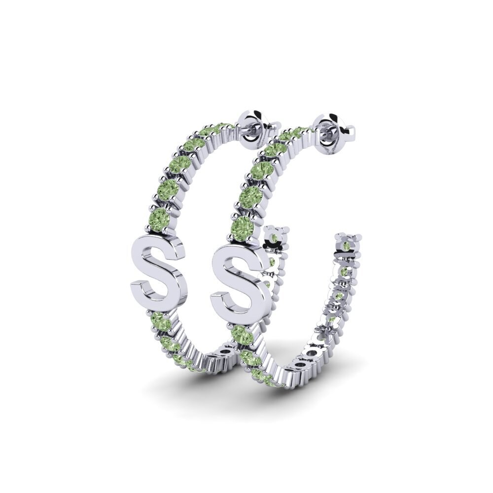 Platino 950 Diamante Verde SYLVIE Pendientes Sereba - S