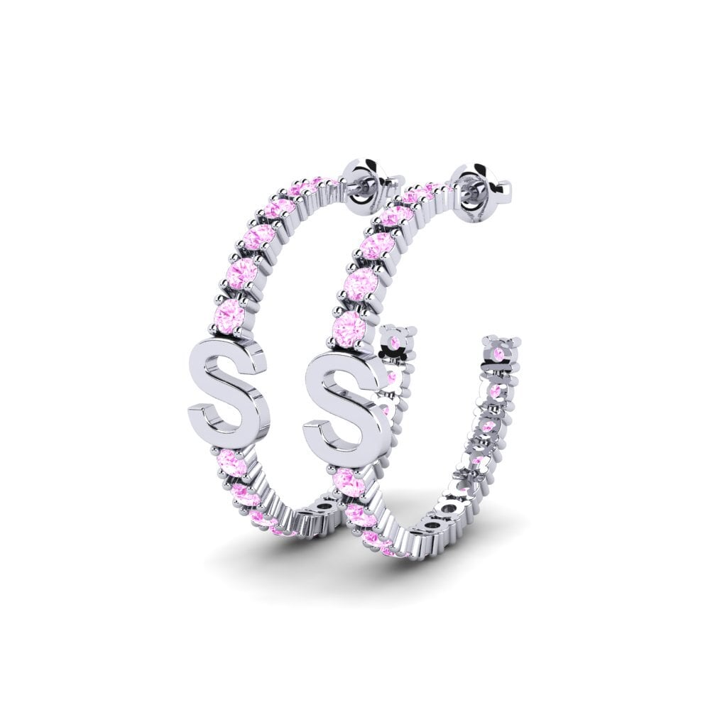 18ct White Gold Pink Sapphire SYLVIE Earring Sereba - S
