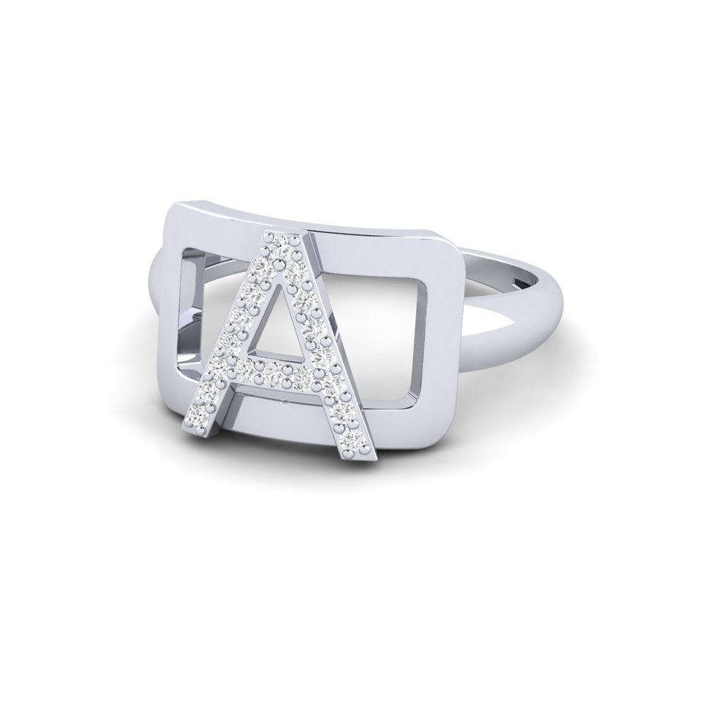 18k Oro Blanco Redondo SYLVIE Anillo Teselya - A
