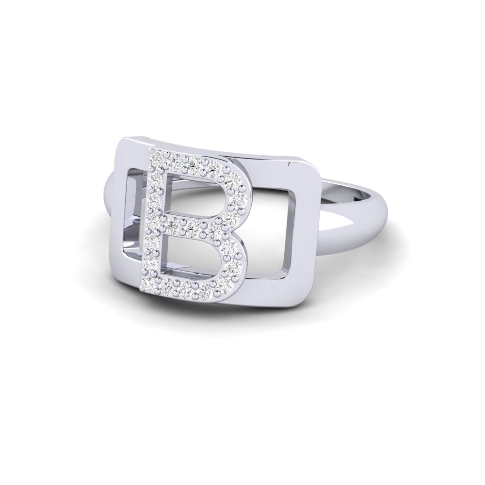 18k Oro Blanco Redondo SYLVIE Anillo Teselya - B