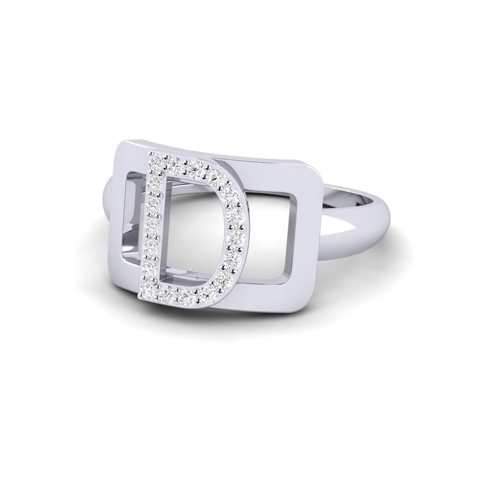 18k Oro Blanco Redondo SYLVIE Anillo Teselya - D