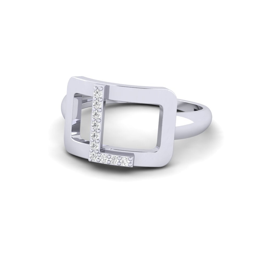 18k Oro Blanco Redondo SYLVIE Anillo Teselya - L
