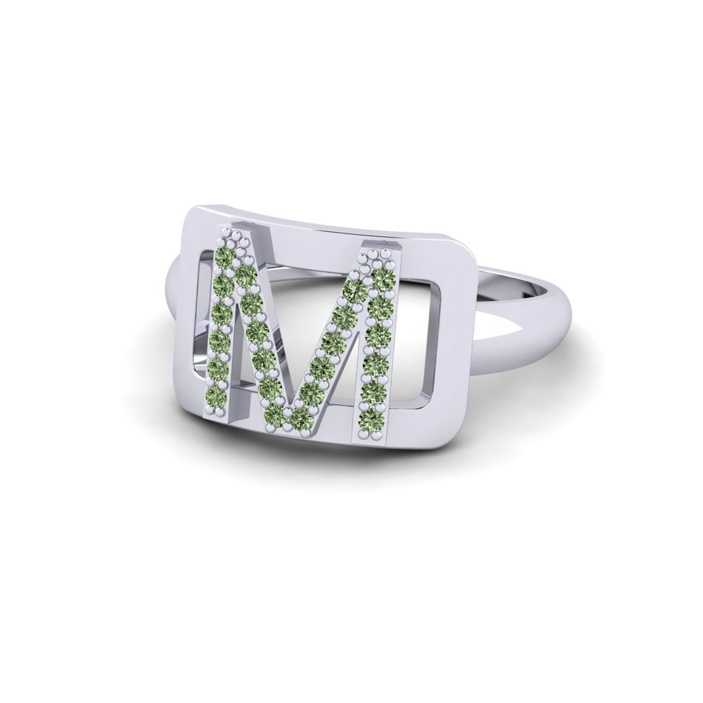 Palladium 950 Grüner Diamant SYLVIE Ring Teselya - M