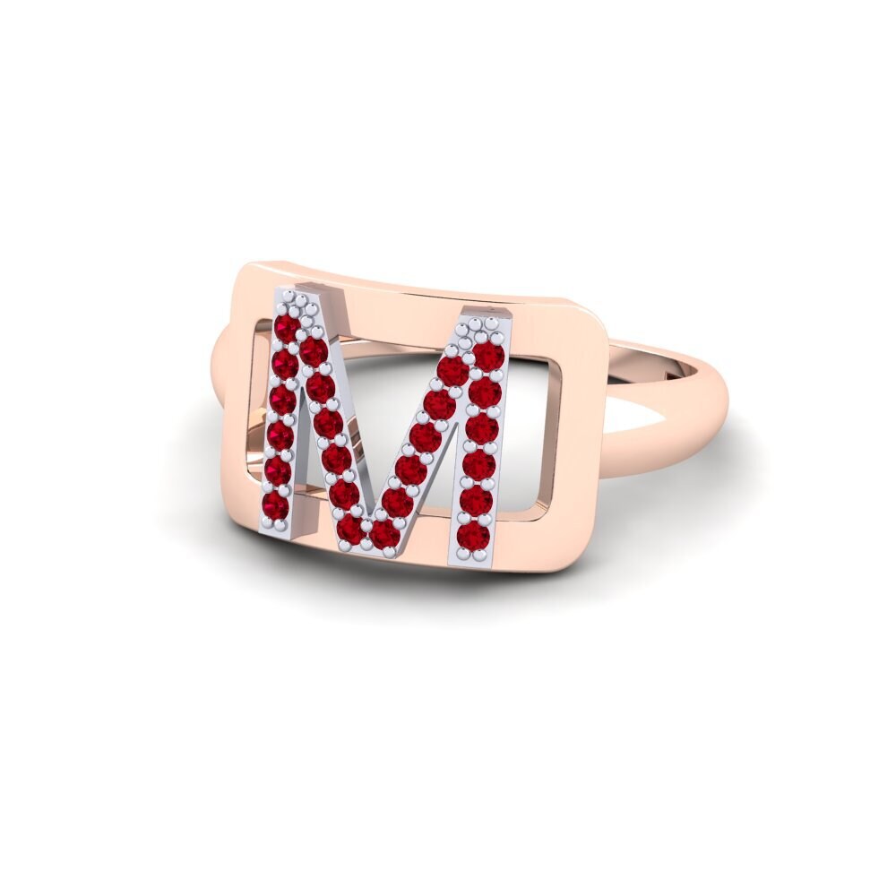 14K Rose & White Gold Red Zirconia SYLVIE Ring Teselya - M