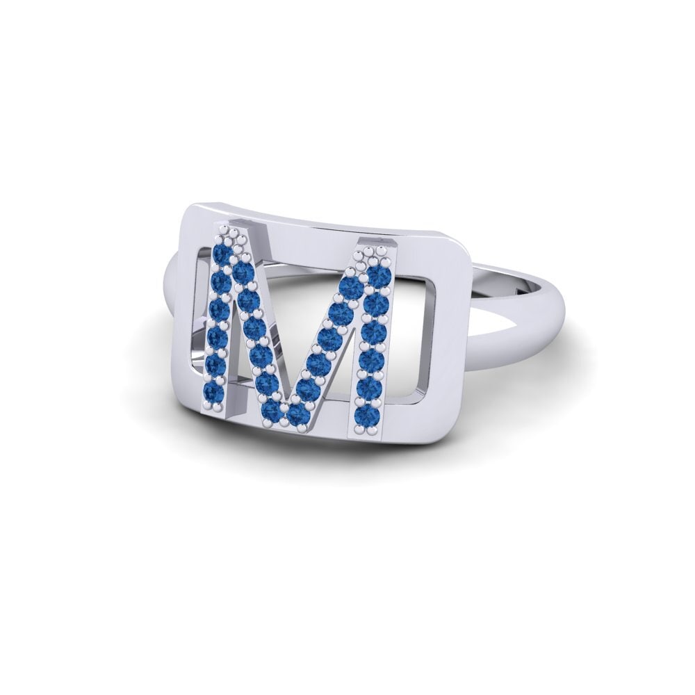 Palladium 950 Dunkelblauer Zirkonia SYLVIE Ring Teselya - M