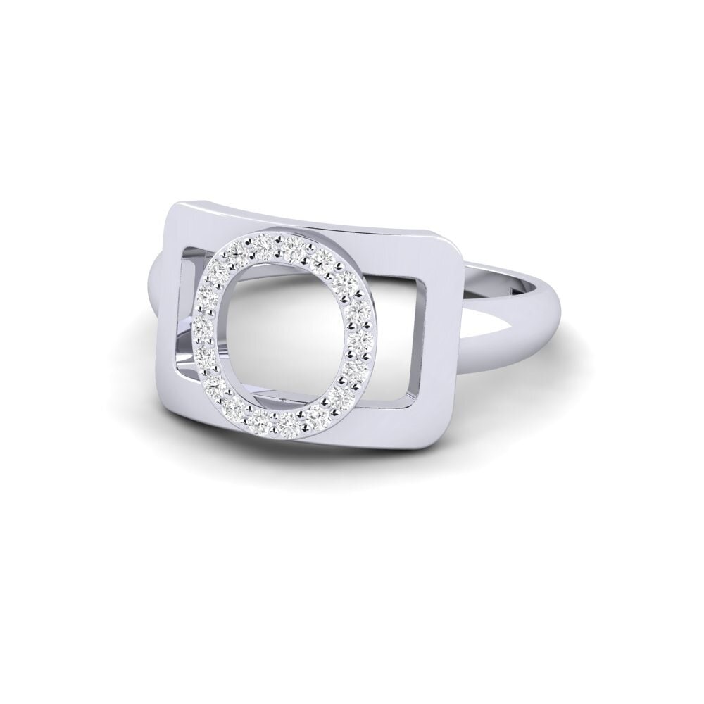 18k Oro Blanco Redondo SYLVIE Anillo Teselya - O