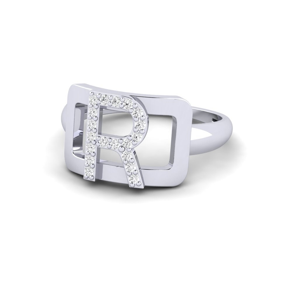 18k Oro Blanco Redondo SYLVIE Anillo Teselya - R