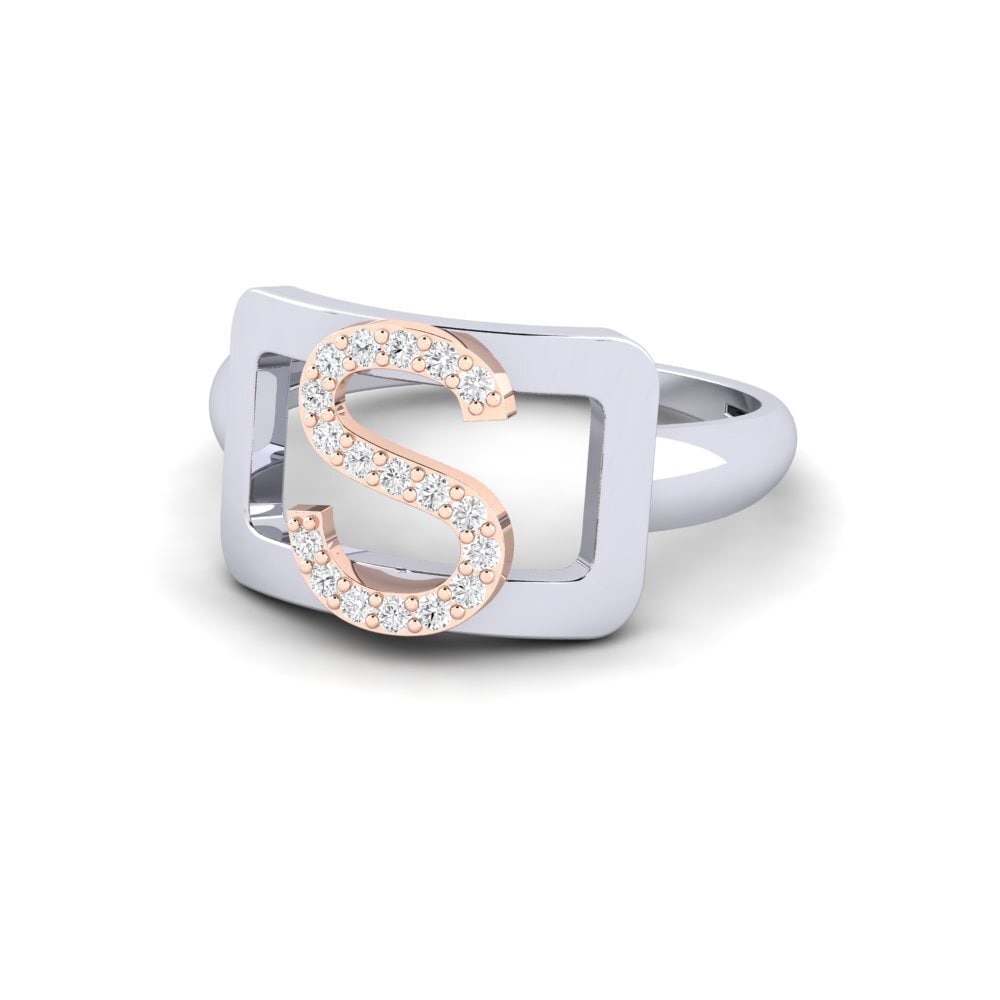 14k Oro Blanco & Rosa SYLVIE Anillo Teselya - S