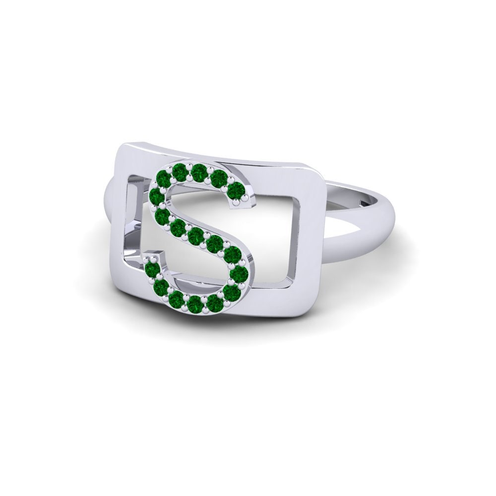 Palladium 950 Grüner Zirkonia SYLVIE Ring Teselya - S