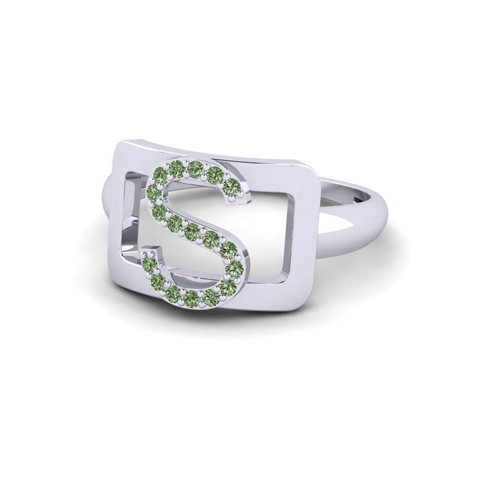 Palladium 950 Grüner Diamant SYLVIE Ring Teselya - S