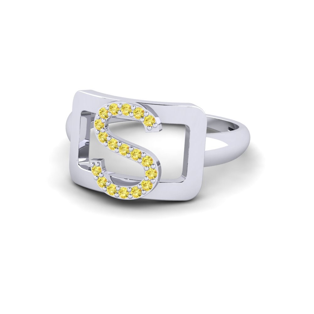 Palladium 950 Gelber Saphir SYLVIE Ring Teselya - S