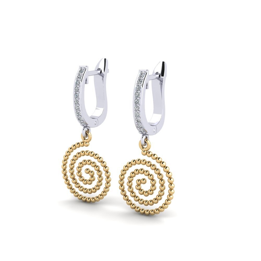 14k Oro Blanco / Amarillo Pendiente de mujer Chillaid