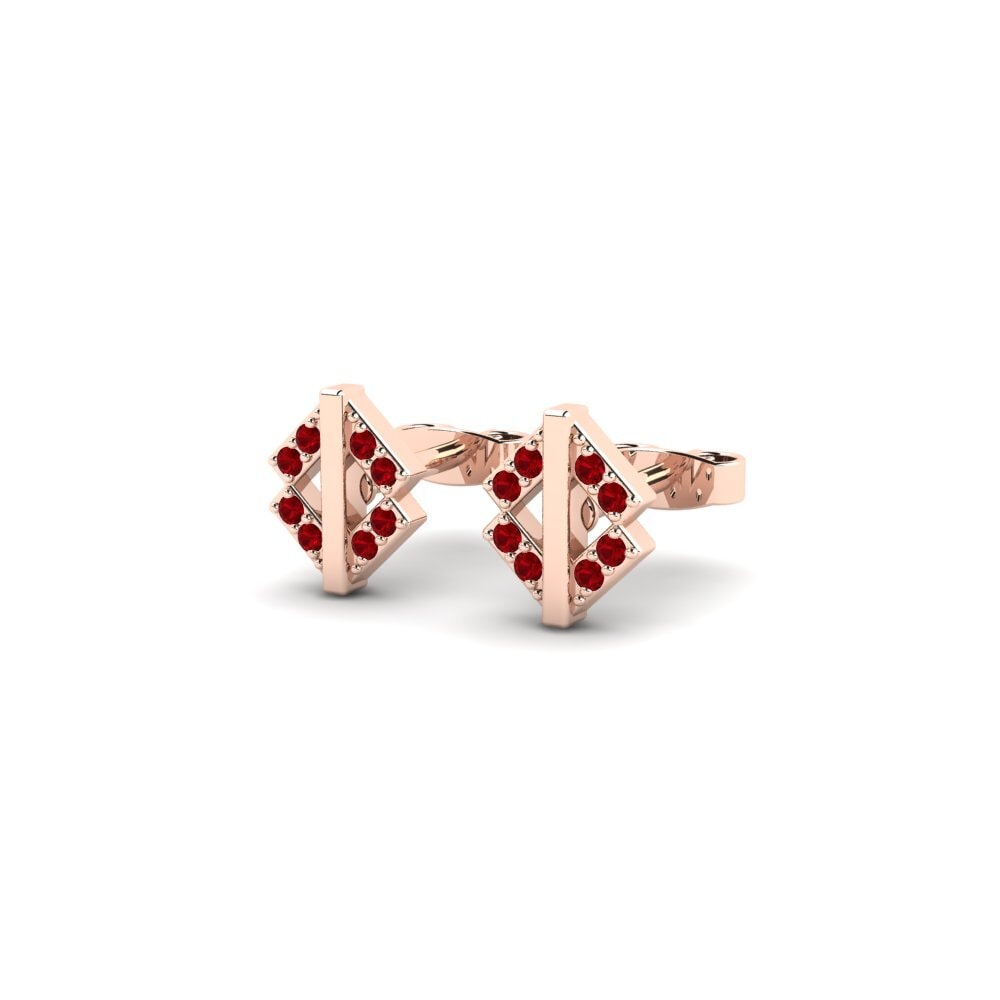 14k Oro Rosa Circonita Roja Pendiente de mujer Cobswana