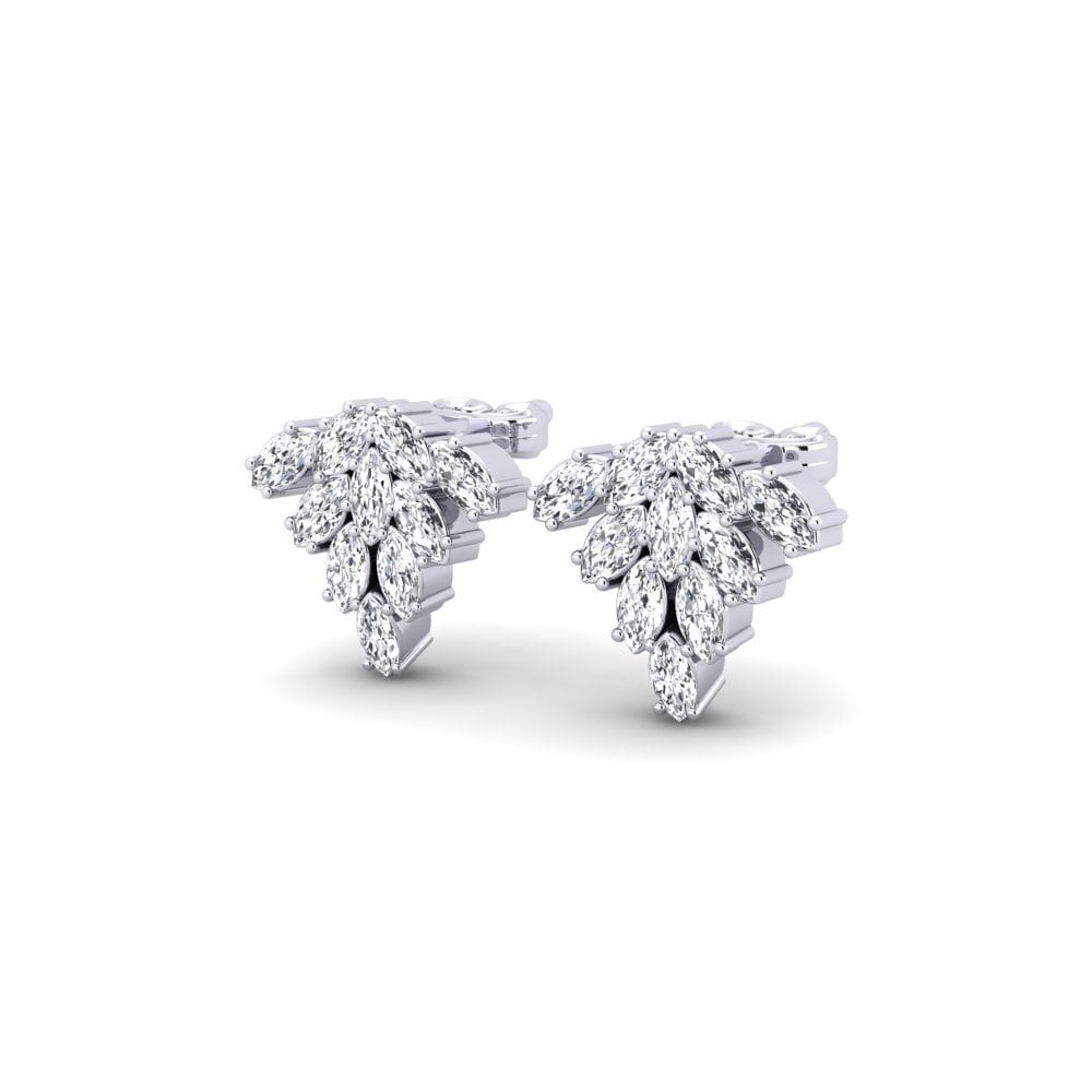 Ouro Branco 9K Diamante Produzido em Laboratório Brincos Feminino Cumfra