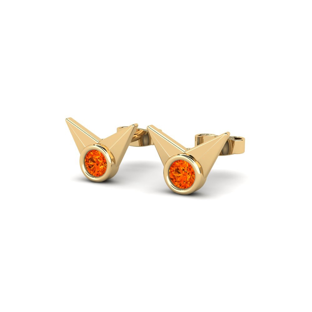 14ct Yellow Gold Orange Sapphire Women's Earring Cymb