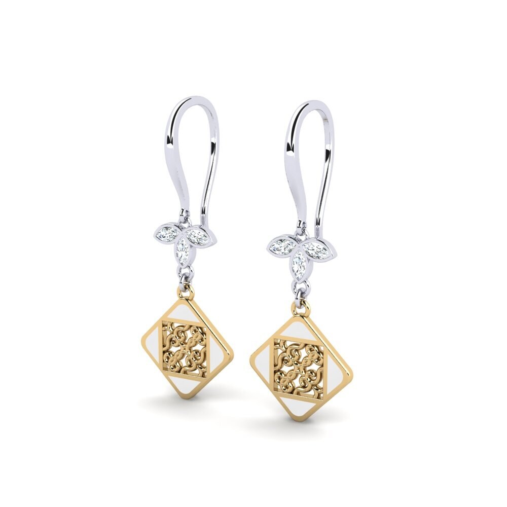 9k Oro Blanco & Amarillo Pendiente de mujer Cypres