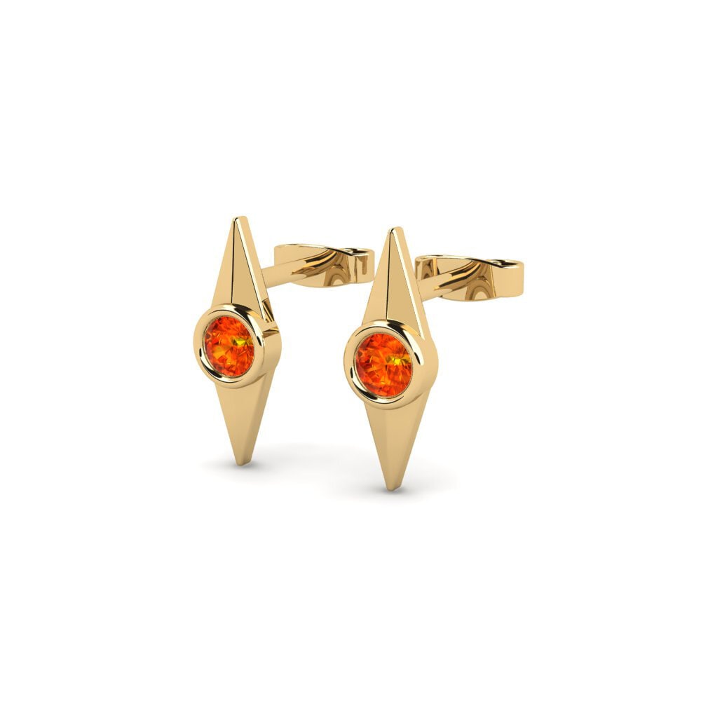 14ct Yellow Gold Orange Sapphire Women's Earring Ghro
