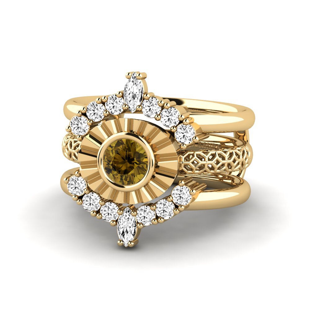 Circón Marrón Anillo Annike - SET