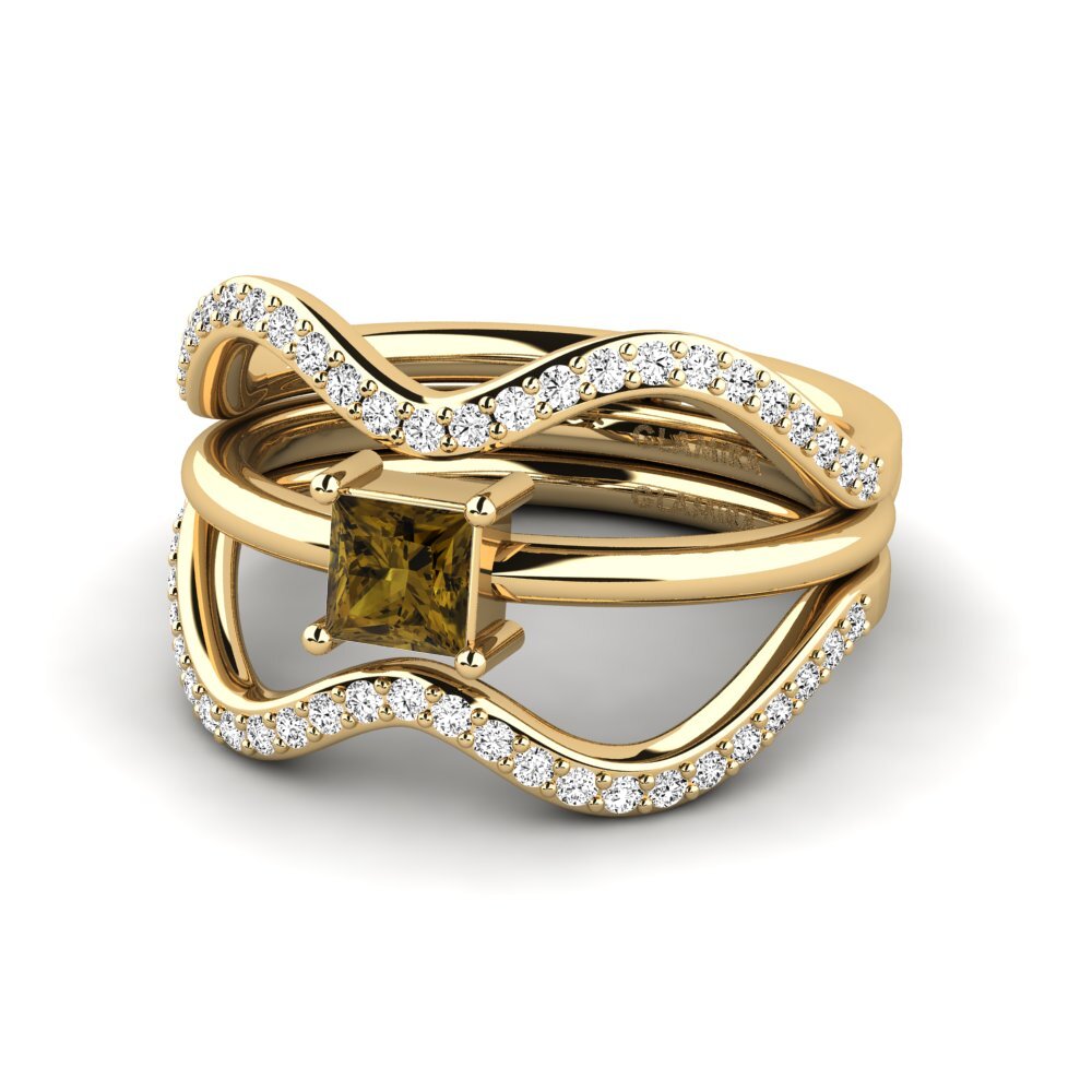 Circón Marrón Anillo Astras - SET