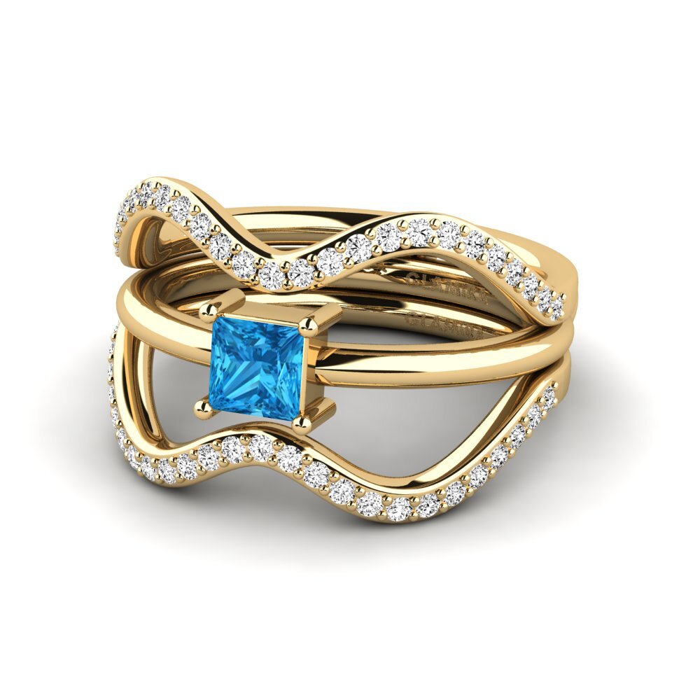 Princesa Topacio azul Anillo Astras - SET