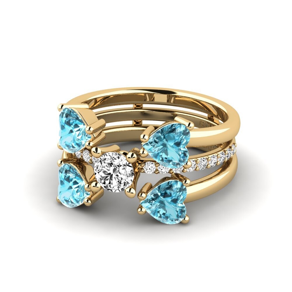 Corazón Circón Azul Anillo Biceng - SET