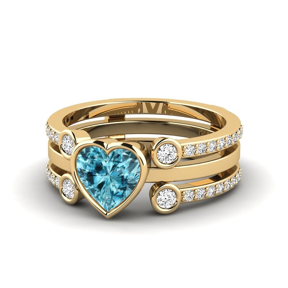 Corazón Circón Azul Anillo Brati - SET