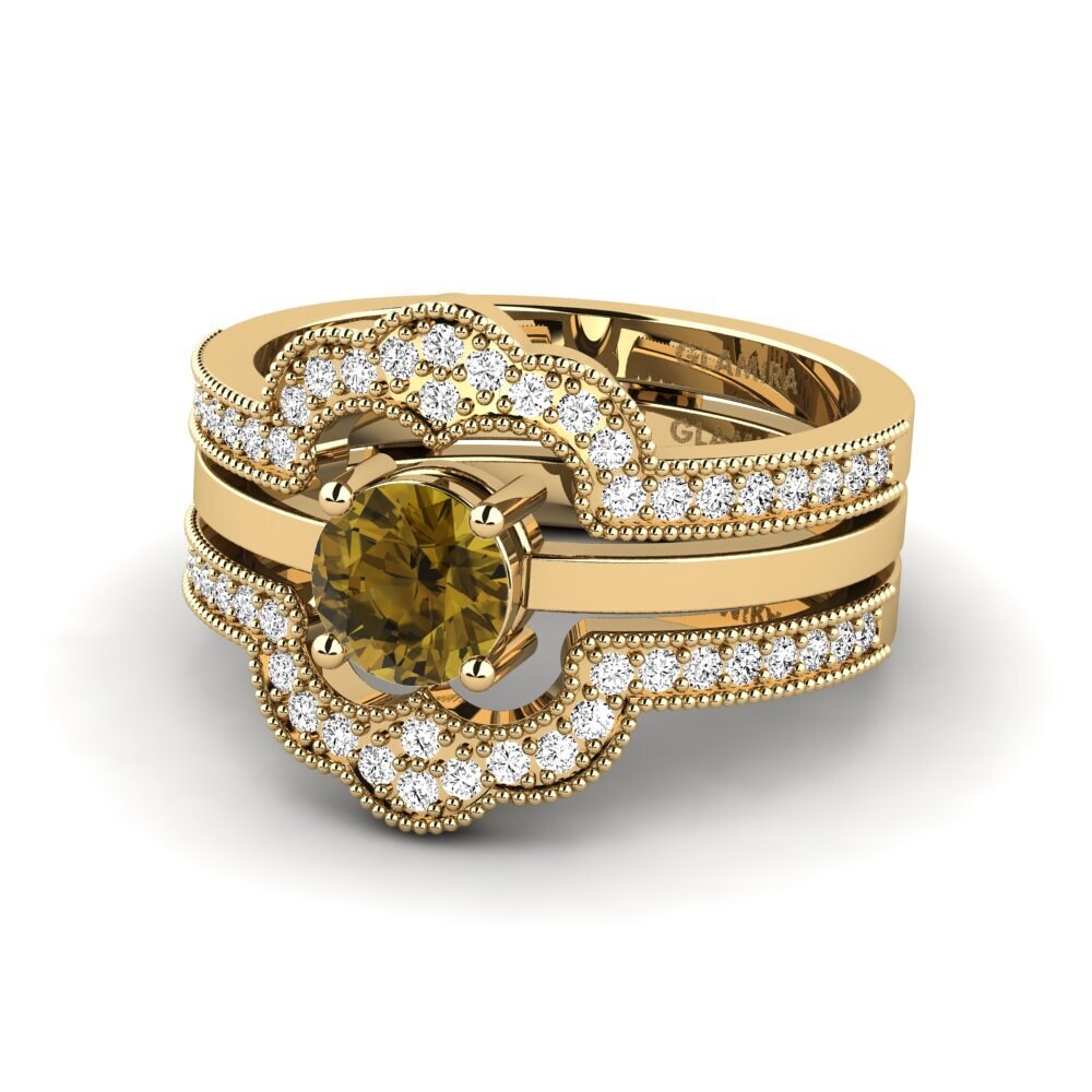 Circón Marrón Anillo Bystic - SET