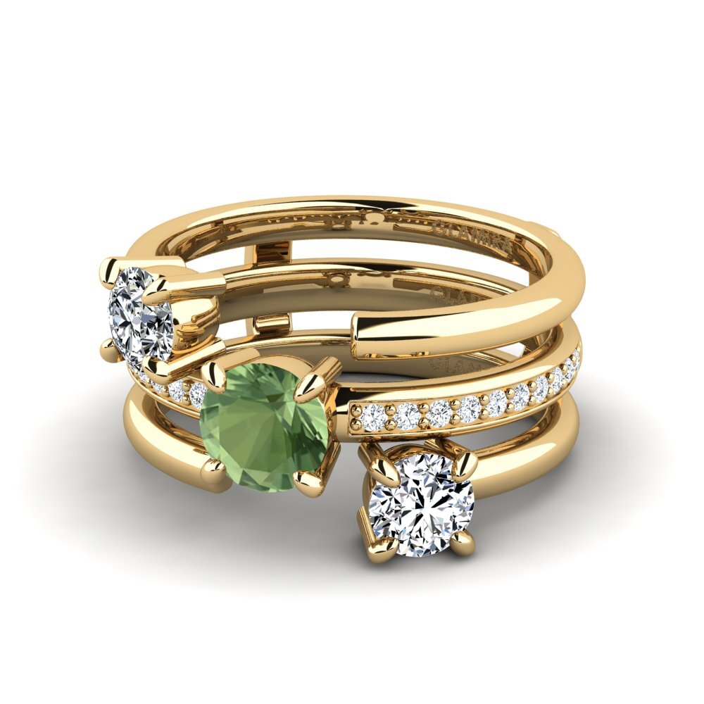 Zafiro Verde Anillo Fidgin - SET