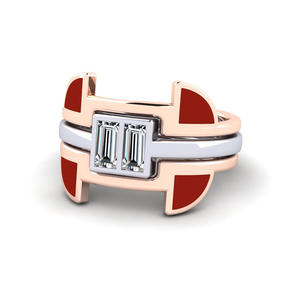 375 Rot & Weißgold Ring Fratteaa - SET