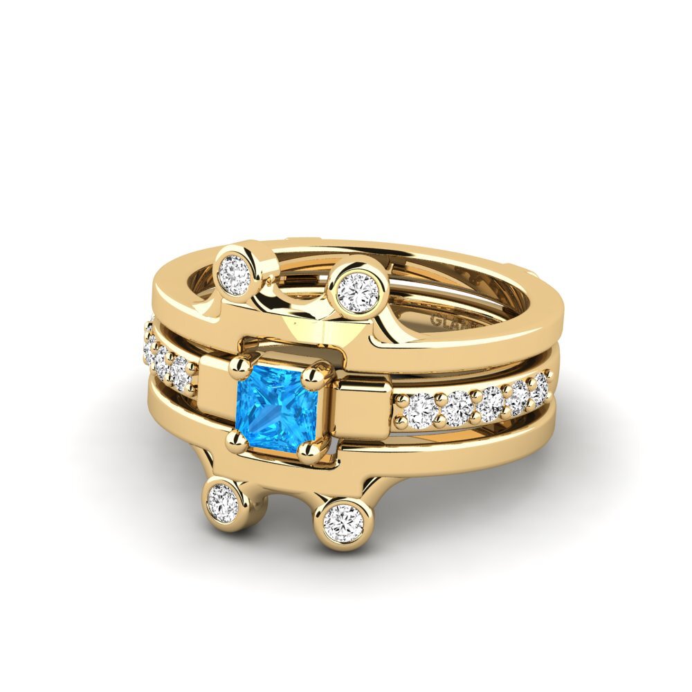 Princesa Topacio azul Anillo Fteatia - SET