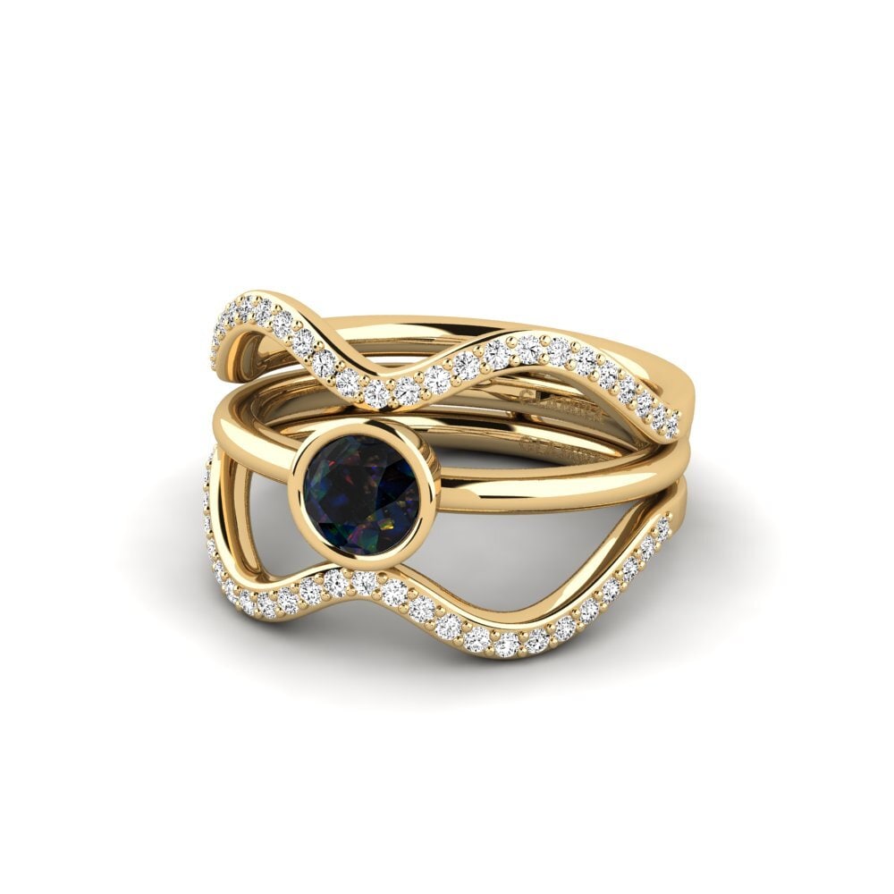 Opalo Negro Anillo Fuma - SET