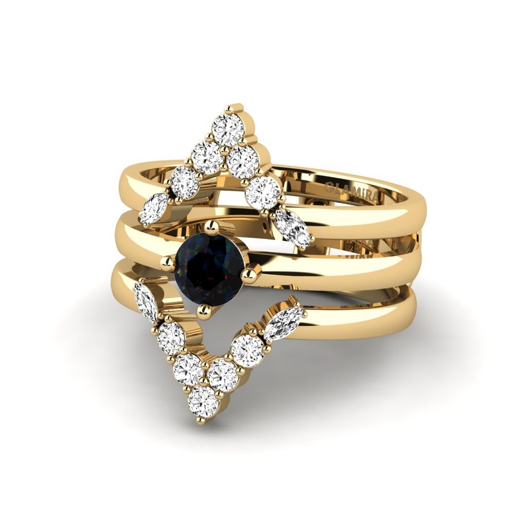 Opalo Negro Anillo Geli - SET