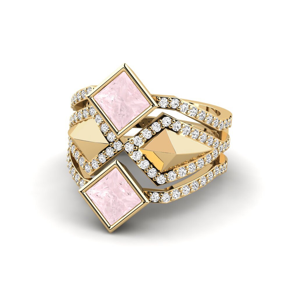 Cuarzo rosa Anillo Gialle - SET