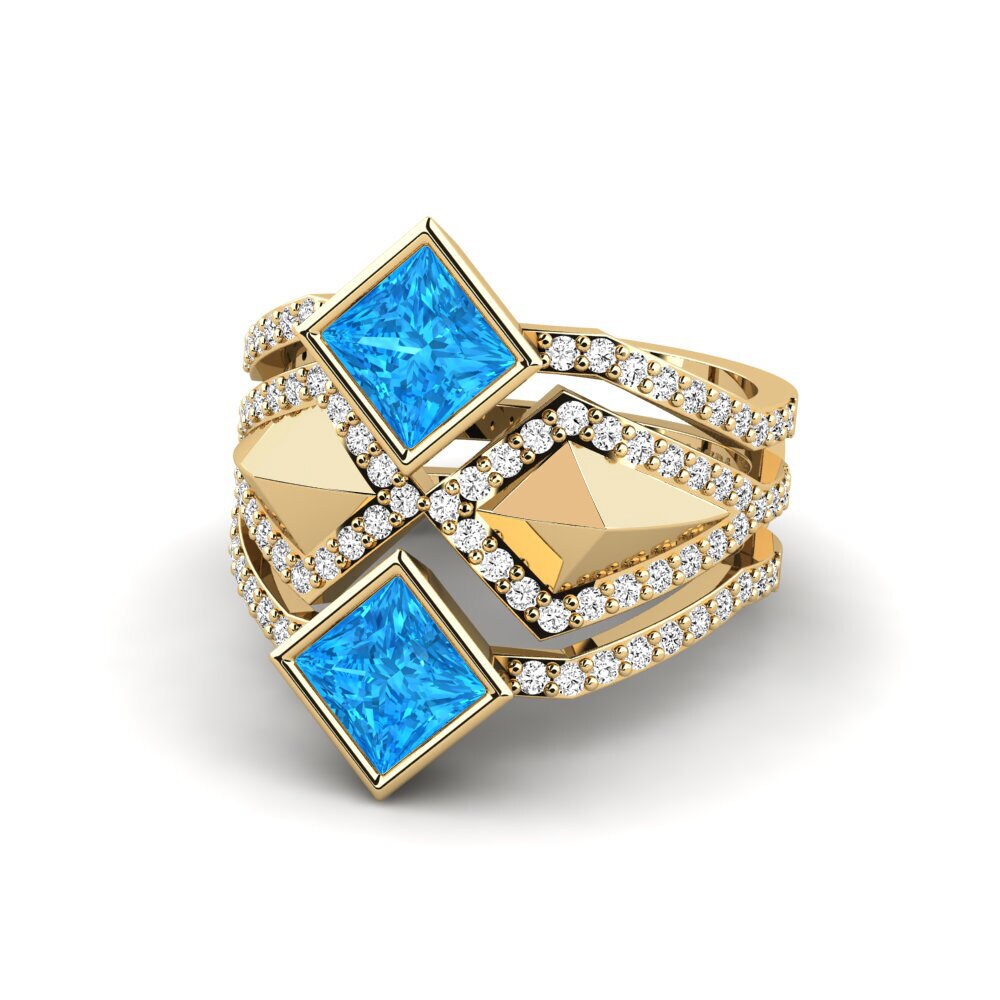 Princesa Topacio azul Anillo Gialle - SET